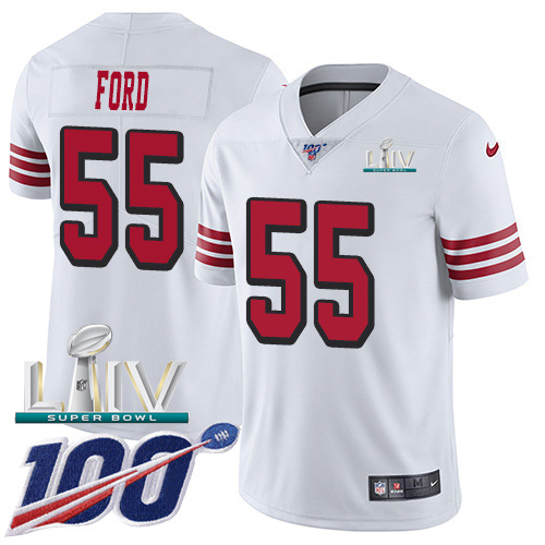 San Francisco 49ers Nike #55 Dee Ford White Super Bowl LIV 2020 Rush Youth Stitched NFL Limited 100th Season Jersey